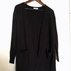 Madewell long black open-front cardigan